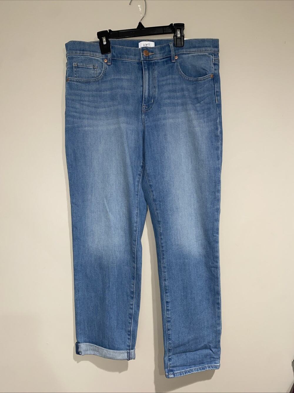 Loft Boyfriend Mid Rise Jeans Women's 10 Blue Medium Wash Relaxed Fit Stretch